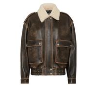 Philipp Plein - Giacca Aviatore in Pelle con Collo in Shearling Signature - - Jackets - Donna - Marrone - L