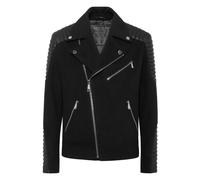 Philipp Plein - Giacca Biker in Lana con Inserti in Pelle - - Jackets - Uomo - Nero - L
