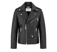 Philipp Plein - Giacca Biker in Pelle con Collo in Shearling - - Jackets - Uomo - Nero - M