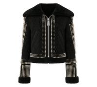 Philipp Plein - Giacca Corta in Pelle Shearling con Borchie - - Jackets - Donna - Nero - S