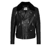 Philipp Plein - Giacca da motociclista in pelle con colletto in shearling - - Jackets - Uomo - Nero - M