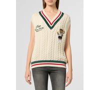 PHILIPP PLEIN Gilet in maglia intrecciata Teddy S Bianco