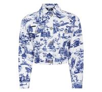 Philipp Plein, ,Jackets ,Donna ,Blu ,S En-PLEIN-air Print Denim Cropped Jacket