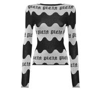 Philipp Plein - Jacquard Lurex Padded Shoulder Top Waves - - Knitwear - Donna - Multicolore - M