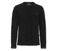 Philipp Plein - Lambswool Pullover Round Neck LS Skull&Bones - -Knitwear -Uomo -Nero -3XL