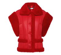Philipp Plein - Leather Vest Gothic Plein - - Jackets - Donna - Rosso - XS