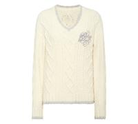 Philipp Plein - Maglione a collo a V dal taglio ampio - - Knitwear - Donna - Beige - M