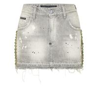Philipp Plein - Mini Gonna Denim Rib Strass - - Skirts - Donna - Grigio - M