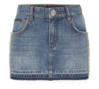 Philipp Plein - Mini Gonna in Denim Rib Strass - - Skirts - Donna - Blu - L