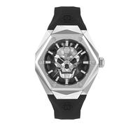 Philipp Plein Orologio analogico al quarzo da uomo The $Kull Spikes, Nero, cinghia