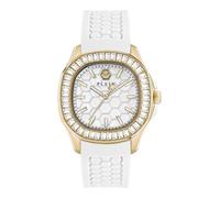 Philipp Plein Orologio Analogico al Quarzo PWTAA0924 Donna, Cinturino Silicone Oro/Bianco