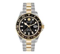Philipp Plein Orologio da uomo analogico al quarzo GMT-I Challenger, Argento/Oro/Nero, Moderno