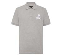 Philipp Plein - Pique Polo Shirt SS Skull&Bones - - Tops - Uomo - Grigio - 3XL