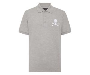 Philipp Plein - Pique Polo Shirt SS Skull&Bones - - Tops - Uomo - Grigio - S