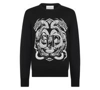 Philipp Plein - Pullover Girocollo in Lana Merino Ricamato Drago Esagonale - - Knitwear - Uomo - Nero - M