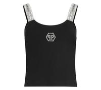 Philipp Plein - Rib Tank Top Strass Hexagon - - Tops - Donna - Nero - M
