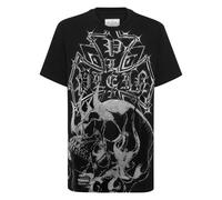 Philipp Plein - Round Neck T-Shirt Chrome Crest Skull - - Tops - Uomo - Nero - 5XL