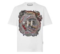 Philipp Plein - Round Neck T-Shirt Dragon - - Tops - Uomo - Bianco - S