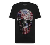 Philipp Plein - Round Neck T-Shirt Skull America - - Tops - Uomo - Nero - L