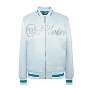 Philipp Plein - Satin Bomber Jacket Logo Strass - - Jackets - Uomo - Blu - M