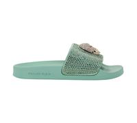 Philipp Plein, ,Shoes ,Donna ,Verde ,37 EU Sandali Bassi Teschio con Cristalli