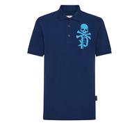 Philipp Plein - Slim Fit Polo Shirt Skull&Bones - - Tops - Uomo - Blu - 2XL