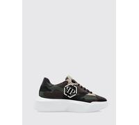 PHILIPP PLEIN Sneakers basse in cotone camouflage con suola chunky e logo Hexagon 40 Militare
