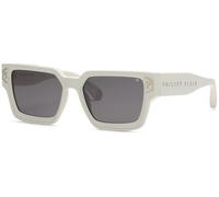 Philipp Plein Uomo SPP005V PLEIN BRAVE SHADE 06VC Occhiali da sole Acetato Bianco Fumo Squadrata Normale