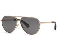 Philipp Plein Uomo SPP007V PLEIN SIGNATURE 302F Occhiali da sole Metallo Oro Fumo Geometrica Normale