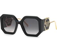Philipp Plein Donna SPP067 PLEIN DIVA 700 Occhiali da sole Acetato Nero Grigio Geometrica Normale Sfumato