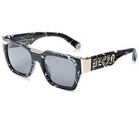 Philipp Plein Uomo SPP095M PLEIN GLARES 0Z21 Occhiali da sole Acetato Nero Grigio Squadrata Normale