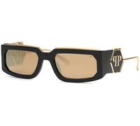 Philipp Plein Unisex SPP119M PLEIN ROSE VENUS 700G Occhiali da sole Acetato Nero Fumo Geometrica Normale Specchiato