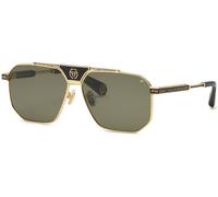 Philipp Plein Uomo SPP152V PLEIN LEGACY 302 Occhiali da sole Metallo Oro Verde Geometrica Normale