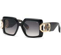 Philipp Plein Donna SPP159 PLEIN HERA 700 Occhiali da sole Acetato Nero Fumo Geometrica Normale Sfumato
