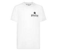 Philipp Plein - T-shirt Girocollo SS con Cristalli Teschio&Ossa - - Tops - Uomo - Bianco - 2XL