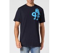 PHILIPP PLEIN T-shirt in cotone con logo Monogram e spalle cadute S Blue