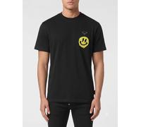 PHILIPP PLEIN T-shirt in cotone con patch logo a contrasto e spalle cadute 3XL Nero