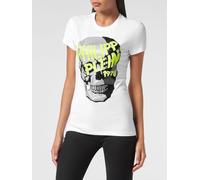 PHILIPP PLEIN T-shirt slim fit in jersey con stampa Skull e strass XL Bianco
