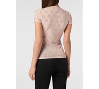 PHILIPP PLEIN T-shirt slim fit in tulle con logo Hexagon di strass XS Rosa