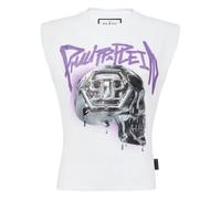 Philipp Plein - Tank Top Padded Shoulder Skull - - Tops - Donna - Bianco - S