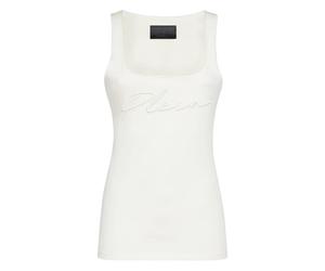 Philipp Plein - Tank Top Signature - - Tops - Donna - Bianco - XL