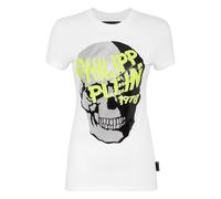 Philipp Plein, ,Tops ,Donna ,Bianco ,XS T-Shirt Girocollo Teschio Strass