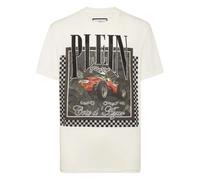 Philipp Plein, ,Tops ,Uomo ,Beige ,4XL T-shirt Girocollo SS Racing