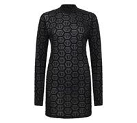 Philipp Plein - Tulle Long-Sleeved Mini Dress Monogram Strass - - Dresses - Donna - Nero - L