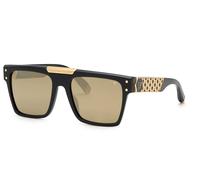 Philipp Plein Unisex Philipp Plein SPP080 PLEIN BADGE ! 700G Occhiali da sole Acetato Nero Marrone Squadrata Normale Specchiato