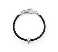 Philipp Plein Uomo Bracciale IN Pelle Acciaio Inox Argento Collegato PJYEA13BU