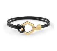 Philipp Plein Uomo Bracciale IN Pelle IN Acciaio Inox IP Oro Esagono PJ7AA25BL
