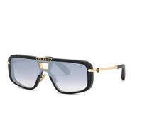 Philipp Plein Uomo SPP008M PLEIN LEGACY 703X Occhiali da sole Acetato Nero Squadrata Antiriflesso Specchiato