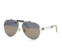 Philipp Plein Uomo SPP048M GOLDEN PLEIN SEVENTIESLEIN 0K07 Occhiali da sole Metallo Palladio Grigio Pilot Normale Specchiato