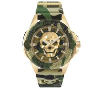Orologio Uomo PHILIPP PLEIN THE SKULL PWAAA0921 Silicone Camouflage Verde Gold
